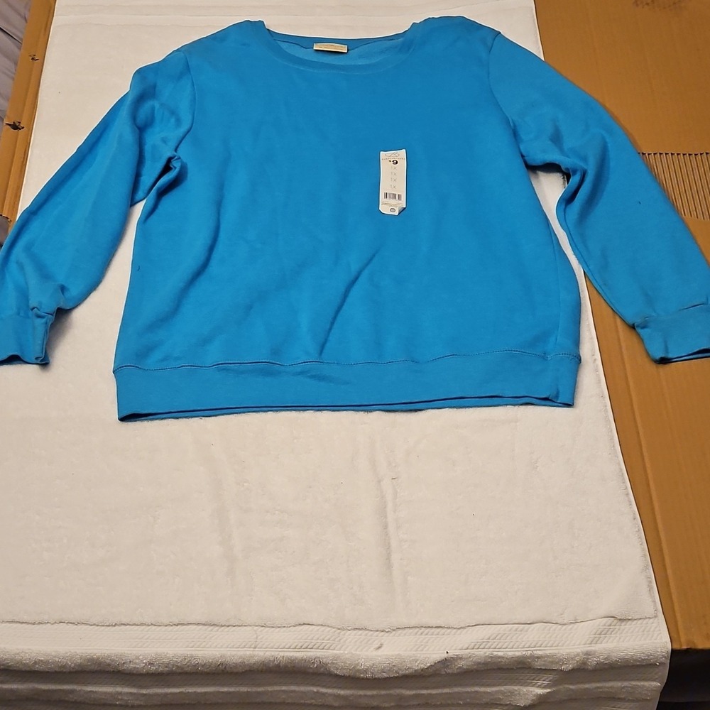 Bobbie Brooks Plus Size 1X Blue Long Sleeve Crew Neck Pullover Sweater Women